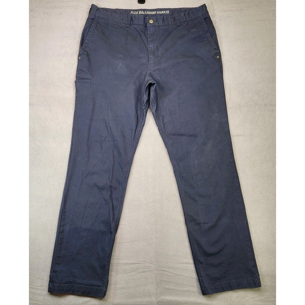 Duluth Flex‎ Ballroom Khakis Pants Men's Size 38x34 Navy Blue Trim Fit Straight